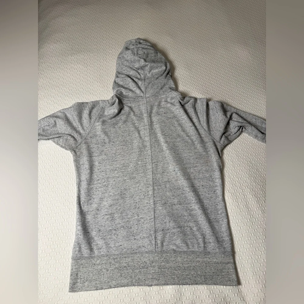 Nike Light Gray Zip Hoodie Sweatshirt with White Logo Medium